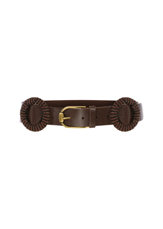 BEADED BUCKLE LEATHER BELT